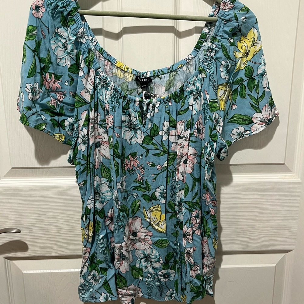Torrid Blue Floral Blouse